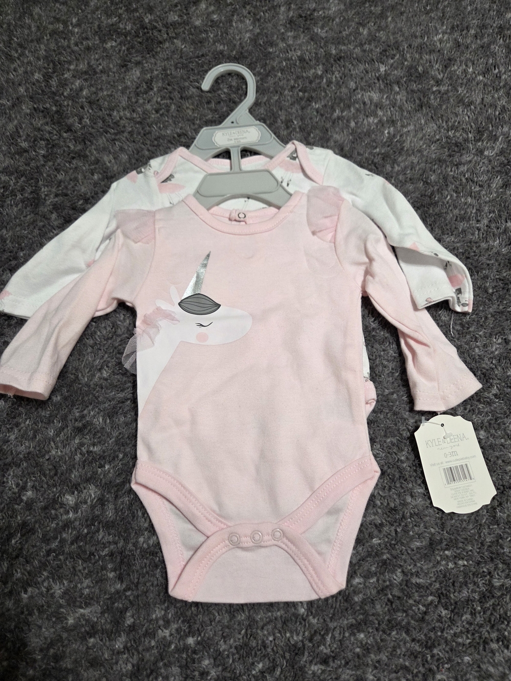 Pink Unicorn Long-Sleeve Baby Bodysuit Set